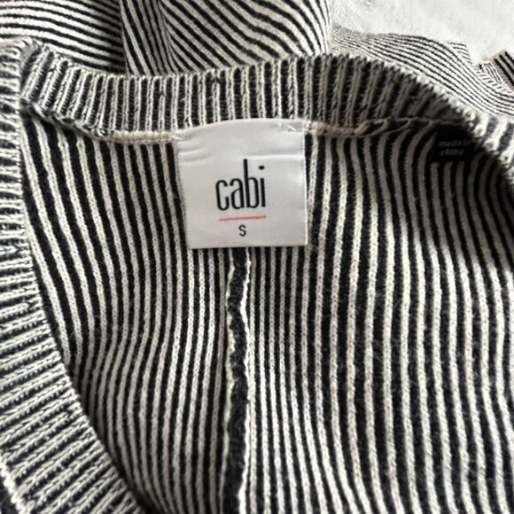 Cabi Women's Black White Striped Cupid Cardigan Sweater Small Zip-Up Boxy Fit - Picture 3 of 7